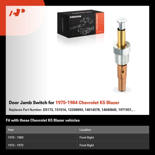 Door Jamb Switch for 1975-1984 Chevrolet K5 Blazer