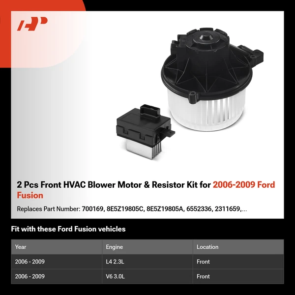 2 Pcs Front HVAC Blower Motor & Resistor Kit for 2006-2009 Ford Fusion