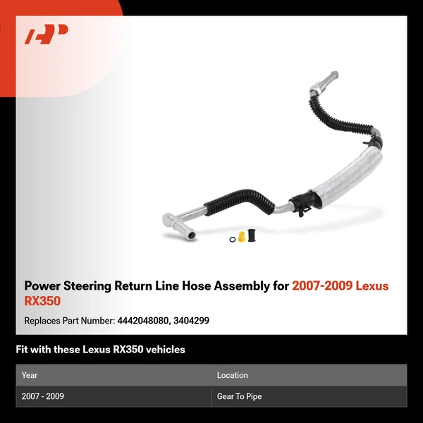 Power Steering Return Line Hose Assembly for 2007-2009 Lexus RX350
