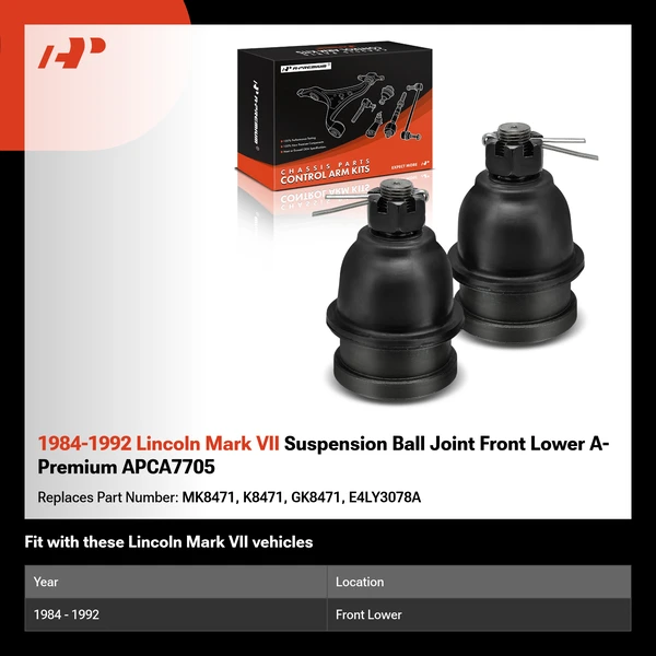 1984-1992 Lincoln Mark VII Suspension Ball Joint Front Lower A-Premium APCA7705