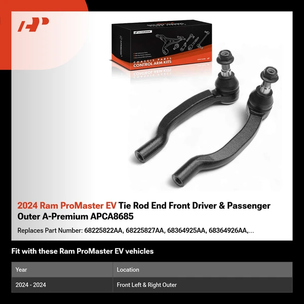 2024 Ram ProMaster EV Tie Rod End Front Driver & Passenger Outer A-Premium APCA8685