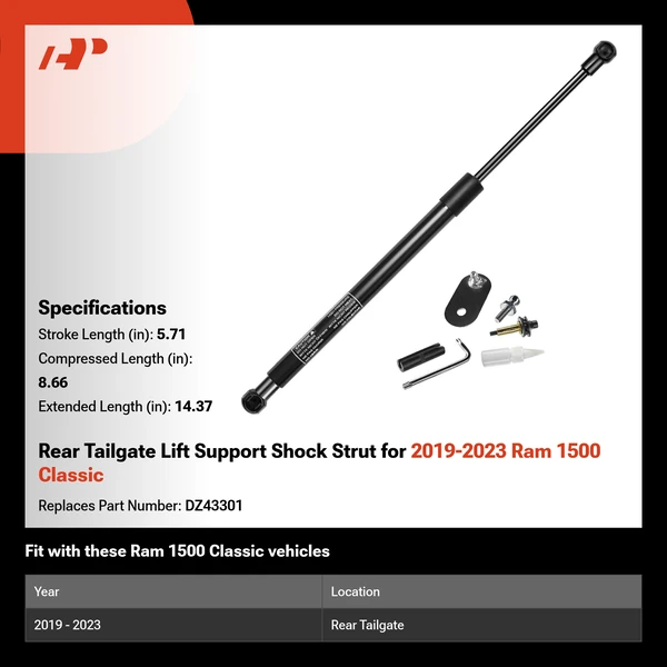 Rear Tailgate Lift Support Shock Strut for 2019-2023 Ram 1500 Classic