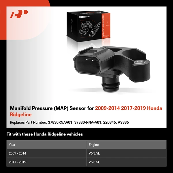 Manifold Pressure (MAP) Sensor for 2009-2014 2017-2019 Honda Ridgeline
