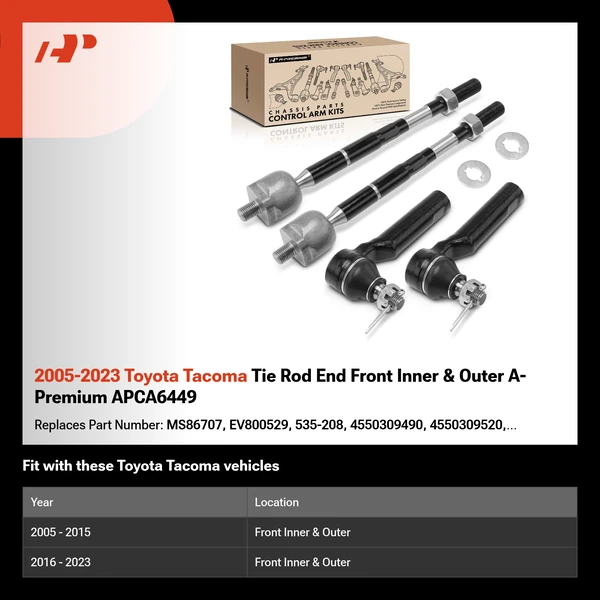 2005-2023 Toyota Tacoma Tie Rod End Front Inner & Outer A-Premium APCA6449