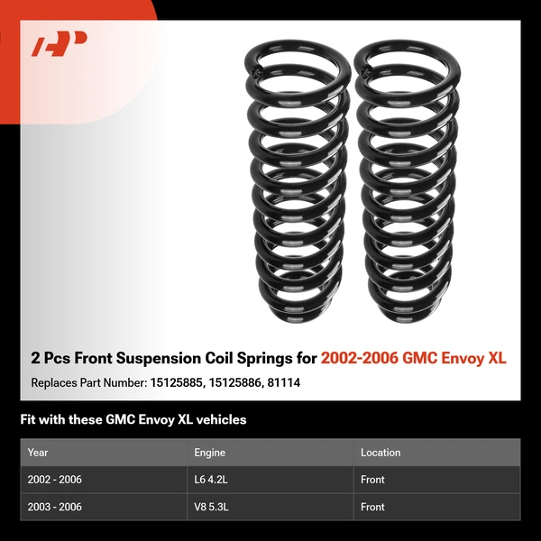 2 Pcs Front Suspension Coil Springs for 2002-2006 GMC Envoy XL