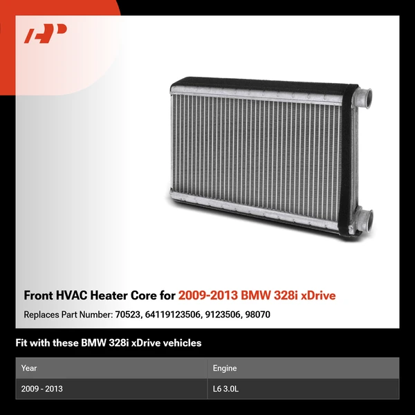 Front HVAC Heater Core for 2009-2013 BMW 328i xDrive