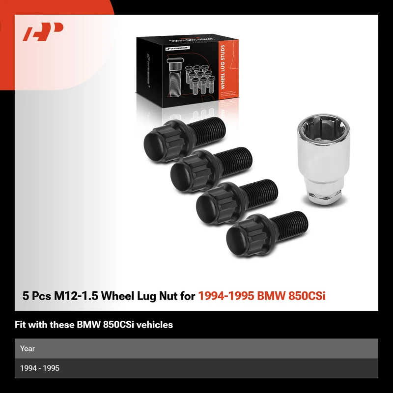 5 Pcs M12-1.5 Wheel Lug Nut for 1994-1995 BMW 850CSi