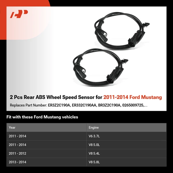 2 Pcs Rear ABS Wheel Speed Sensor for 2011-2014 Ford Mustang
