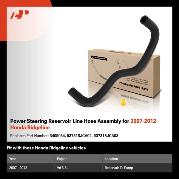 Power Steering Reservoir Line Hose Assembly for 2007-2012 Honda Ridgeline