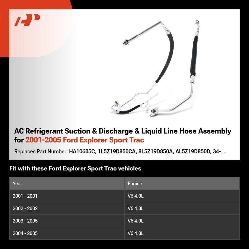 AC Refrigerant Suction & Discharge & Liquid Line Hose Assembly for 2001-2005 Ford Explorer Sport Trac