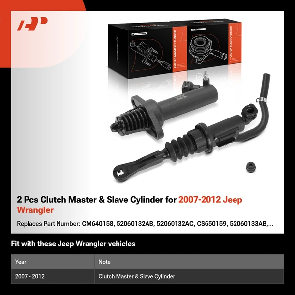 2 Pcs Clutch Master & Slave Cylinder for 2007-2012 Jeep Wrangler