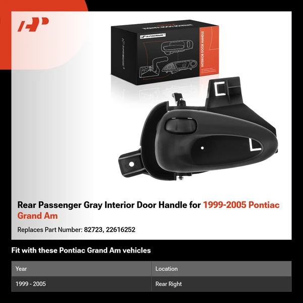 Rear Passenger Gray Interior Door Handle for 1999-2005 Pontiac Grand Am