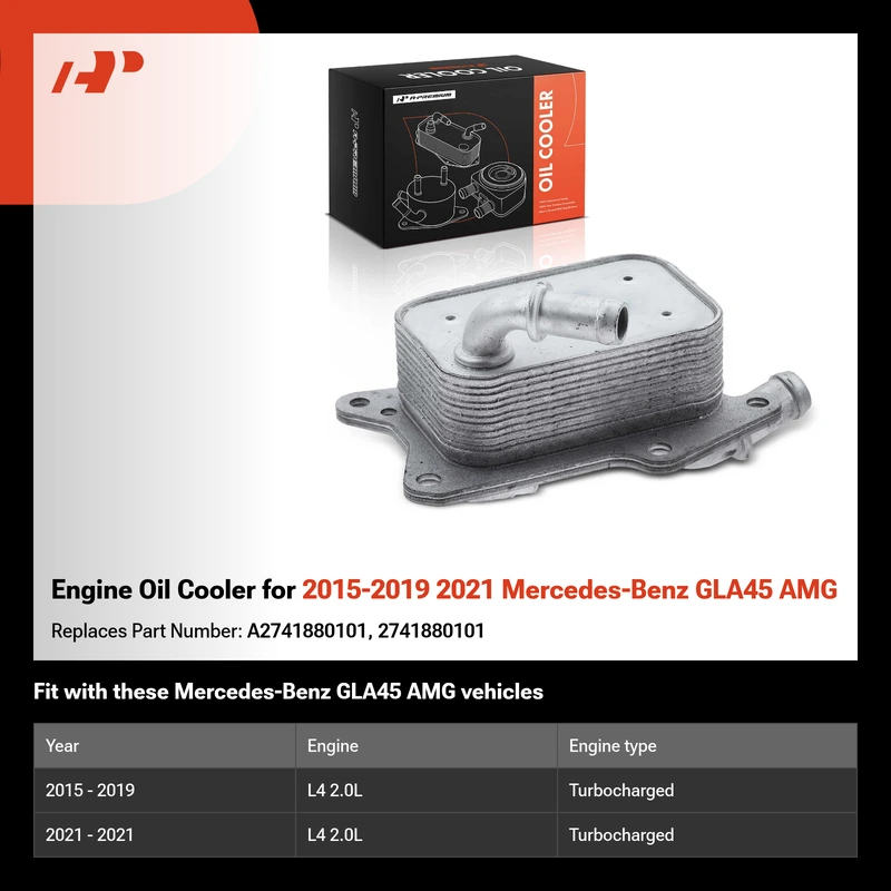 Engine Oil Cooler for 2015-2019 2021 Mercedes-Benz GLA45 AMG