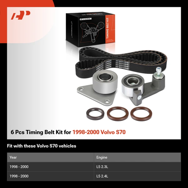 6 Pcs Timing Belt Kit for 1998-2000 Volvo S70