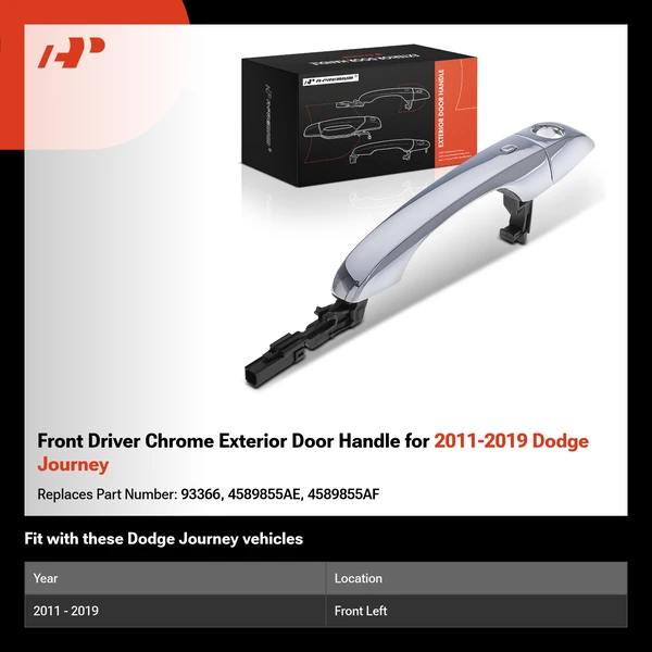 Front Driver Chrome Exterior Door Handle for 2011-2019 Dodge Journey