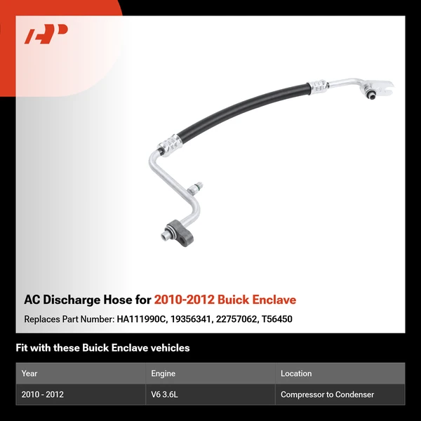 AC Discharge Hose for 2010-2012 Buick Enclave