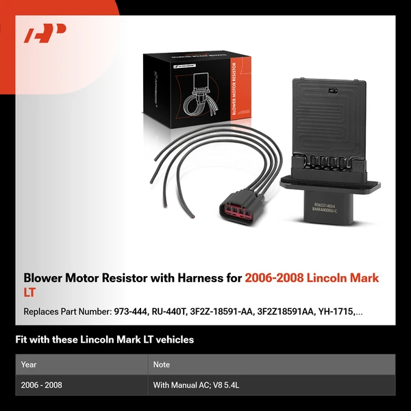Blower Motor Resistor with Harness for 2006-2008 Lincoln Mark LT