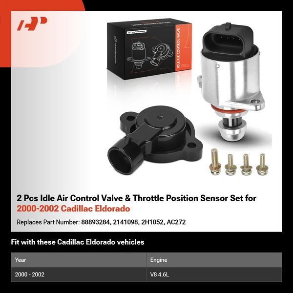 2 Pcs Idle Air Control Valve & Throttle Position Sensor Set for 2000-2002 Cadillac Eldorado