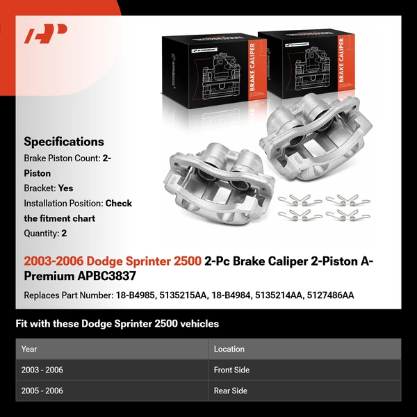 2003-2006 Dodge Sprinter 2500 2-Pc Brake Caliper 2-Piston A-Premium APBC3837