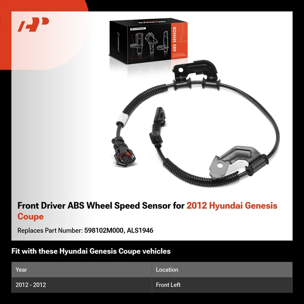 Front Driver ABS Wheel Speed Sensor for 2012 Hyundai Genesis Coupe