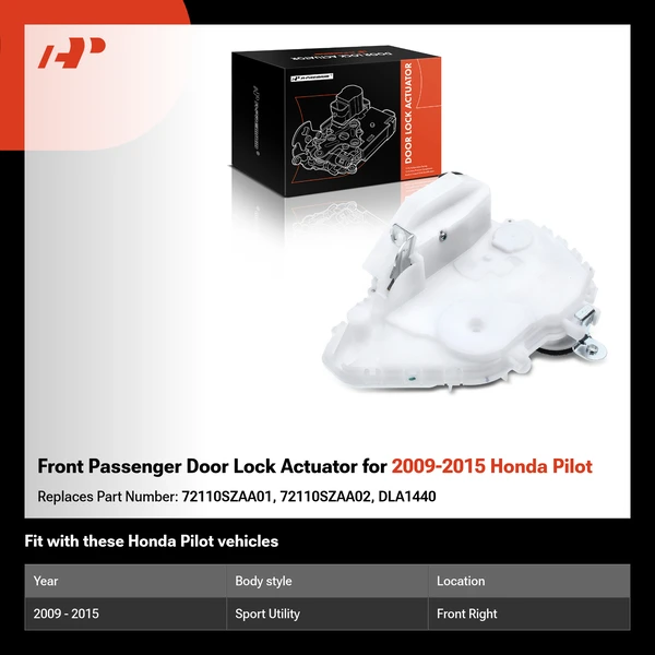 Front Passenger Door Lock Actuator for 2009-2015 Honda Pilot