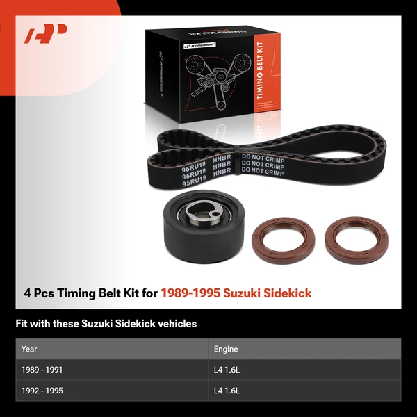 4 Pcs Timing Belt Kit for 1989-1995 Suzuki Sidekick
