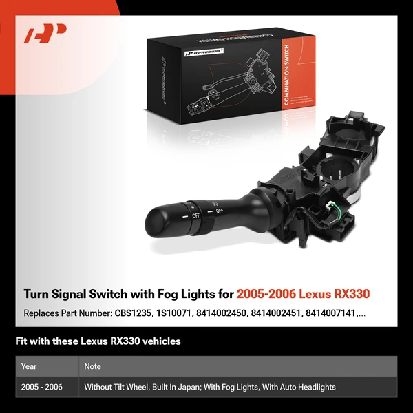 Turn Signal Switch with Fog Lights for 2005-2006 Lexus RX330