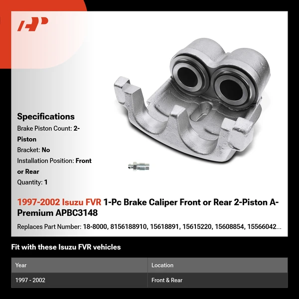 1997-2002 Isuzu FVR 1-Pc Brake Caliper Front or Rear 2-Piston A-Premium APBC3148