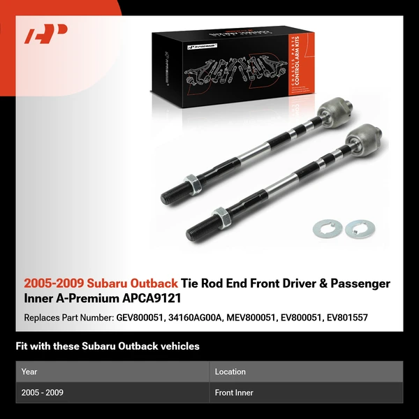 2005-2009 Subaru Outback Tie Rod End Front Driver & Passenger Inner A-Premium APCA9121