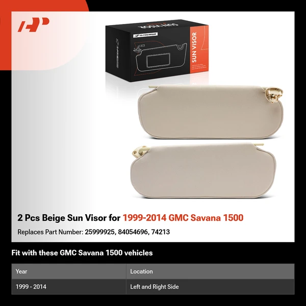 2 Pcs Beige Sun Visor for 1999-2014 GMC Savana 1500