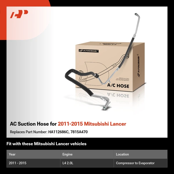 AC Suction Hose for 2011-2015 Mitsubishi Lancer