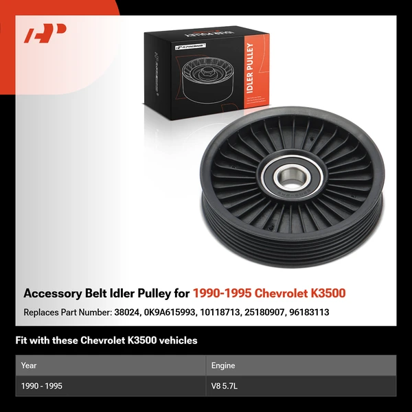 Accessory Belt Idler Pulley for 1990-1995 Chevrolet K3500