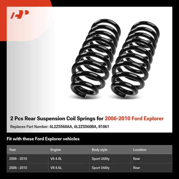 2 Pcs Rear Suspension Coil Springs for 2006-2010 Ford Explorer