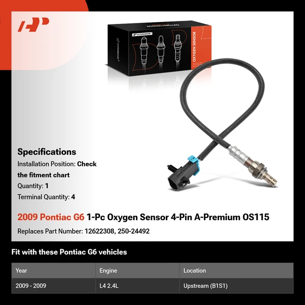 2009 Pontiac G6 1-Pc Oxygen Sensor 4-Pin A-Premium OS115