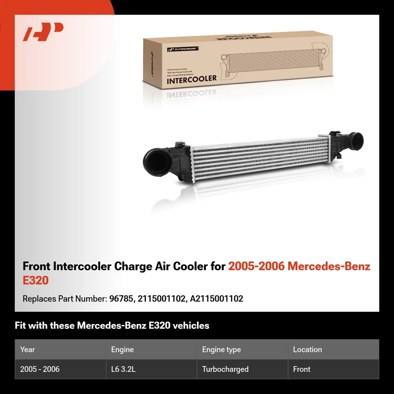 Front Intercooler Charge Air Cooler for 2005-2006 Mercedes-Benz E320