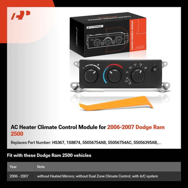 AC Heater Climate Control Module for 2006-2007 Dodge Ram 2500