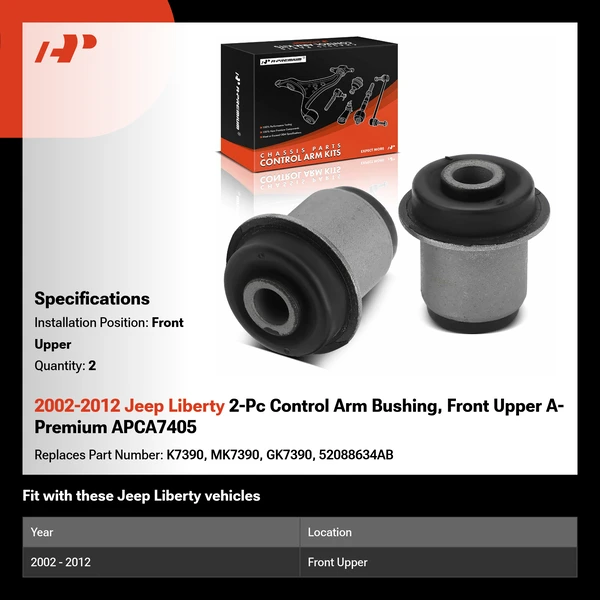 2002-2012 Jeep Liberty 2-Pc Control Arm Bushing, Front Upper A-Premium APCA7405