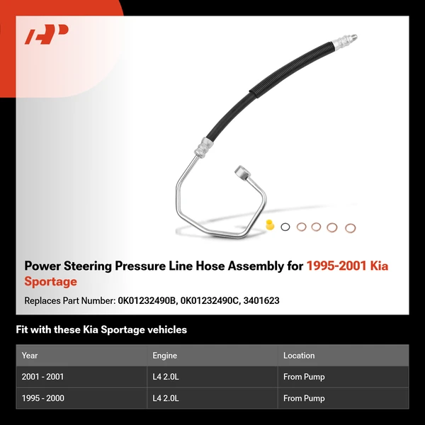 Power Steering Pressure Line Hose Assembly for 1995-2001 Kia Sportage