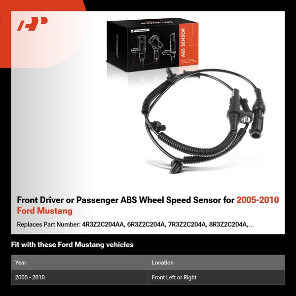 Front Driver or Passenger ABS Wheel Speed Sensor for 2005-2010 Ford Mustang