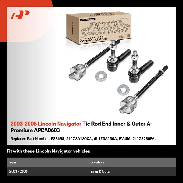 2003-2006 Lincoln Navigator Tie Rod End Inner & Outer A-Premium APCA0603