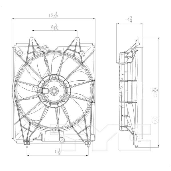 Engine Cooling Fan Assembly - Left Driver Side - TYC 601360
