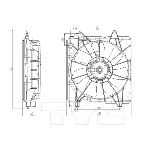 Engine Cooling Fan Assembly - Left Driver Side - TYC 601410