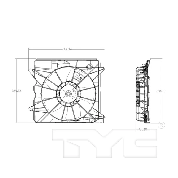 Engine Cooling Fan Assembly - Left Driver Side - TYC 601460