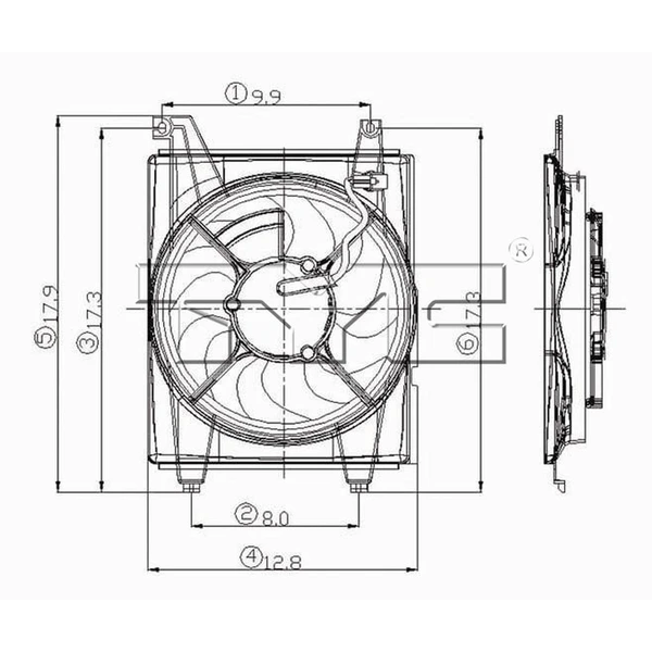 A/C Condenser Fan Assembly - Right Passenger Side - TYC 610580