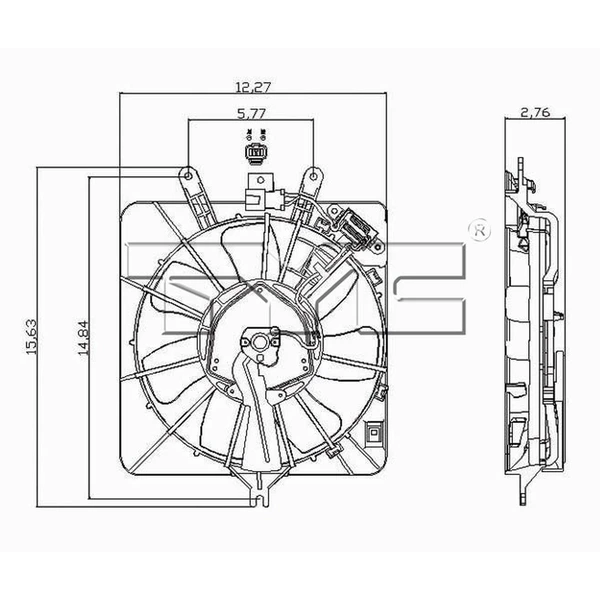 A/C Condenser Fan Assembly - Right Passenger Side - TYC 611010