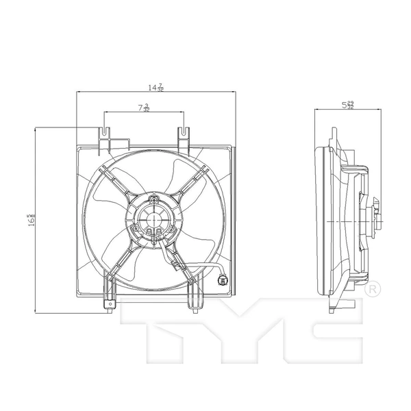 A/C Condenser Fan Assembly - Right Passenger Side - TYC 611070
