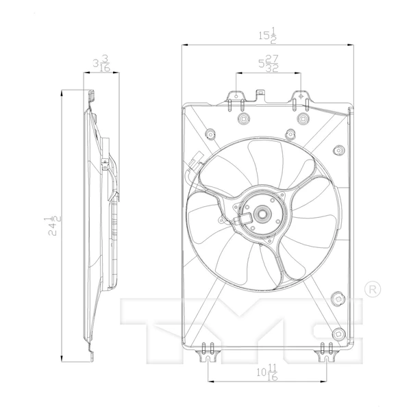 A/C Condenser Fan Assembly - Right Passenger Side - TYC 611380