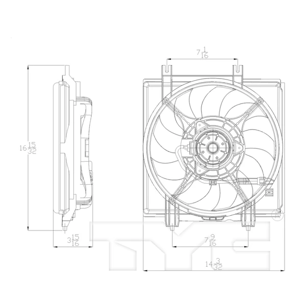 A/C Condenser Fan Assembly - Right Passenger Side - TYC 611390