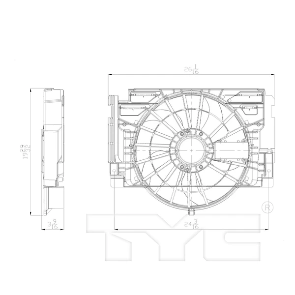 A/C Condenser Fan Assembly - Right Passenger Side - TYC 611400