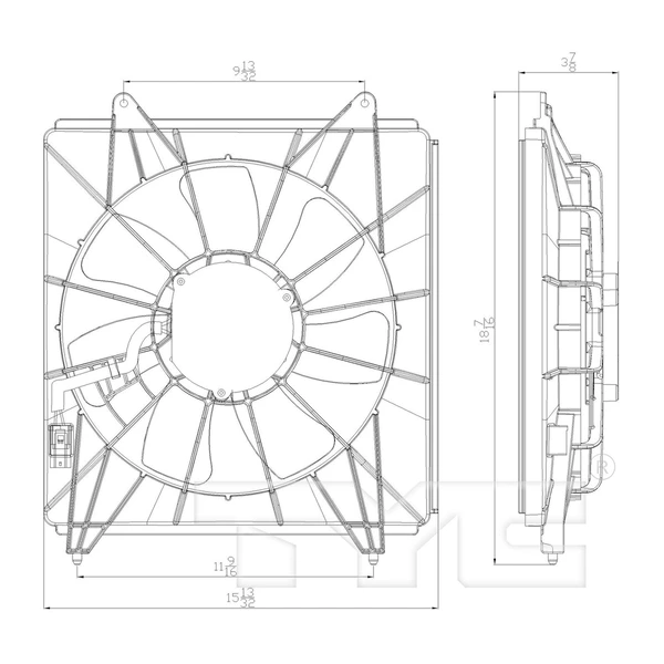 A/C Condenser Fan Assembly - Right Passenger Side - TYC 611430